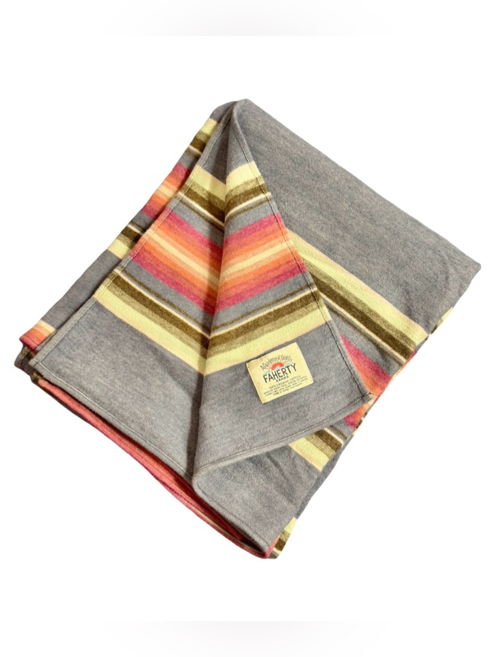 Faherty Brand Blanket with Sunset Stripe Accents